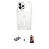 MARSİLYAN™- iPhone 13 Pro Max Kılıf Ahenk Yansıma Prime - Şeffaf Maxco Cam Ekran Koruyucu + Turuncu Renkli Kamera Lens Koruma Cam