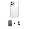MARSİLYAN™- iPhone 13 Pro Max Kılıf Ahenk Yansıma Prime - Şeffaf Maxco Cam Ekran Koruyucu + Yeşil Neon Fosforlu Kamera Lens