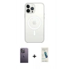 MARSİLYAN™- iPhone 13 Pro Max Kılıf Ahenk Yansıma Prime - Şeffaf Pasifik Cam Ekran Koruyucu + Neon Fosforlu Kamera Lens - BZ
