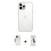 MARSİLYAN™- iPhone 13 Pro Max Kılıf Ahenk Yansıma Prime - Şeffaf Pasifik Cam Ekran Koruyucu + Gold Shine Kamera Lens