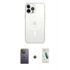 MARSİLYAN™- iPhone 13 Pro Max Kılıf Ahenk Yansıma Prime - Şeffaf Pasifik Cam Ekran Koruyucu + Neon Fosforlu Kamera Lens - YL