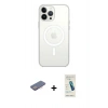 MARSİLYAN™- iPhone 13 Pro Max Kılıf Ahenk Yansıma Prime - Şeffaf Pasifik Cam Ekran Koruyucu + Pembe Renkli Kamera Lens Koruma Cam