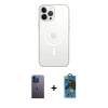 MARSİLYAN™- iPhone 13 Pro Max Kılıf Ahenk Yansıma Prime - Siyah 18D Cam Ekran Koruyucu + Neon Fosforlu Kamera Lens - MI