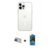 MARSİLYAN™- iPhone 13 Pro Max Kılıf Ahenk Yansıma Prime - Siyah 18D Cam Ekran Koruyucu + Mavi Rainbow Kamera Lens Koruma Cam