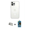 MARSİLYAN™- iPhone 13 Pro Max Kılıf Ahenk Yansıma Prime - Siyah 18D Cam Ekran Koruyucu + Rainbow Kamera Lens Koruma Cam - BZ