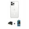 MARSİLYAN™- iPhone 13 Pro Max Kılıf Ahenk Yansıma Prime - Siyah 18D Cam Ekran Koruyucu + Raze Metal Kamera Lens - GD
