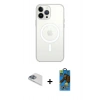 MARSİLYAN™- iPhone 13 Pro Max Kılıf Ahenk Yansıma Prime - Siyah 18D Cam Ekran Koruyucu + Sierra Blue Pers Alüminyum Kamera Lens