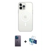 MARSİLYAN™- iPhone 13 Pro Max Kılıf Ahenk Yansıma Prime - Siyah 3D Antistatik Cam Ekran Koruyucu + Neon Fosforlu Kamera Lens - MI