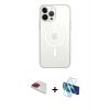 MARSİLYAN™- iPhone 13 Pro Max Kılıf Ahenk Yansıma Prime - Siyah 3D Antistatik Cam Ekran Koruyucu + Pers Alüminyum Kamera Lens - KI