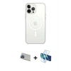 MARSİLYAN™- iPhone 13 Pro Max Kılıf Ahenk Yansıma Prime - Siyah 3D Antistatik Cam Ekran Koruyucu + Rainbow Kamera Lens Koruma Cam - MI