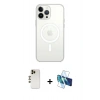 MARSİLYAN™- iPhone 13 Pro Max Kılıf Ahenk Yansıma Prime - Siyah 3D Antistatik Cam Ekran Koruyucu + Shine Kamera Lens - GD