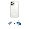 MARSİLYAN™- iPhone 13 Pro Max Kılıf Ahenk Yansıma Prime - Siyah 3D Antistatik Cam Ekran Koruyucu + Shine Kamera Lens Koruma Cam - PE