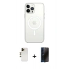 MARSİLYAN™- iPhone 13 Pro Max Kılıf Ahenk Yansıma Prime - Siyah 3D Antistatik Hayalet Cam Ekran Koruyucu + Shine Kamera Lens - GD