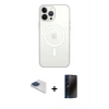MARSİLYAN™- iPhone 13 Pro Max Kılıf Ahenk Yansıma Prime - Siyah 3D Antistatik Hayalet Cam Ekran Koruyucu + Pers Alüminyum Kamera Lens - LT