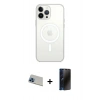 MARSİLYAN™- iPhone 13 Pro Max Kılıf Ahenk Yansıma Prime - Siyah 3D Antistatik Hayalet Cam Ekran Koruyucu + Rainbow Kamera Lens Koruma Cam - MI