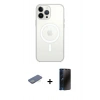 MARSİLYAN™- iPhone 13 Pro Max Kılıf Ahenk Yansıma Prime - Siyah 3D Antistatik Hayalet Cam Ekran Koruyucu + Renkli Kamera Lens Koruma Cam - YL
