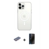 MARSİLYAN™- iPhone 13 Pro Max Kılıf Ahenk Yansıma Prime - Siyah 3D Antistatik Hayalet Cam Ekran Koruyucu + Renkli Kamera Lens Koruma Cam - PE