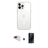 MARSİLYAN™- iPhone 13 Pro Max Kılıf Ahenk Yansıma Prime - Siyah 3D Antistatik Hayalet Cam Ekran Koruyucu + Pers Alüminyum Kamera Lens - KI