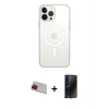 MARSİLYAN™- iPhone 13 Pro Max Kılıf Ahenk Yansıma Prime - Siyah 3D Antistatik Hayalet Cam Ekran Koruyucu + Rainbow Kamera Lens Koruma Cam - KI