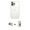 MARSİLYAN™- iPhone 13 Pro Max Kılıf Ahenk Yansıma Prime - Siyah 6D Mat Seramik Hayalet Nano Ekran Koruyucu + Kırmızı Rainbow Kamera Lens Koruma Cam
