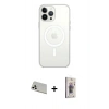 MARSİLYAN™- iPhone 13 Pro Max Kılıf Ahenk Yansıma Prime - Siyah Bilvis 3D Cam Ekran Koruyucu + Rainbow Kamera Lens Koruma Cam - BZ
