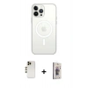 MARSİLYAN™- iPhone 13 Pro Max Kılıf Ahenk Yansıma Prime - Siyah Bilvis 3D Cam Ekran Koruyucu + Gold Shine Kamera Lens