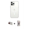MARSİLYAN™- iPhone 13 Pro Max Kılıf Ahenk Yansıma Prime - Siyah Bilvis 3D Cam Ekran Koruyucu + Rainbow Kamera Lens Koruma Cam - KI