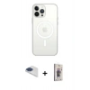 MARSİLYAN™- iPhone 13 Pro Max Kılıf Ahenk Yansıma Prime - Siyah Bilvis 3D Cam Ekran Koruyucu + Lacivert Pers Alüminyum Kamera Lens