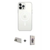 MARSİLYAN™- iPhone 13 Pro Max Kılıf Ahenk Yansıma Prime - Siyah Bilvis 3D Cam Ekran Koruyucu + Rainbow Kamera Lens Koruma Cam - REGD