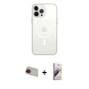 MARSİLYAN™- iPhone 13 Pro Max Kılıf Ahenk Yansıma Prime - Siyah Bilvis 3D Mat Cam Ekran Koruyucu + Rainbow Kamera Lens Koruma Cam - KI