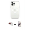 MARSİLYAN™- iPhone 13 Pro Max Kılıf Ahenk Yansıma Prime - Siyah Bilvis 3D Mat Cam Ekran Koruyucu + Kırmızı Pers Alüminyum Kamera Lens