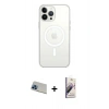 MARSİLYAN™- iPhone 13 Pro Max Kılıf Ahenk Yansıma Prime - Siyah Bilvis 3D Mat Cam Ekran Koruyucu + Mavi Rainbow Kamera Lens Koruma Cam
