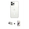 MARSİLYAN™- iPhone 13 Pro Max Kılıf Ahenk Yansıma Prime - Siyah Bilvis 3D Mat Cam Ekran Koruyucu + Rainbow Kamera Lens Koruma Cam - MR