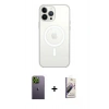 MARSİLYAN™- iPhone 13 Pro Max Kılıf Ahenk Yansıma Prime - Siyah Bilvis 3D Mat Cam Ekran Koruyucu + Neon Fosforlu Kamera Lens - YL