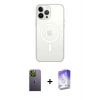 MARSİLYAN™- iPhone 13 Pro Max Kılıf Ahenk Yansıma Prime - Siyah Bilvis 5in1 3D Magic Cam Ekran Koruyucu + Neon Fosforlu Kamera Lens - YL