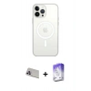 MARSİLYAN™- iPhone 13 Pro Max Kılıf Ahenk Yansıma Prime - Siyah Bilvis 5in1 3D Magic Cam Ekran Koruyucu + Rainbow Kamera Lens Koruma Cam - MR