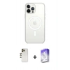 MARSİLYAN™- iPhone 13 Pro Max Kılıf Ahenk Yansıma Prime - Siyah Bilvis 5in1 3D Magic Cam Ekran Koruyucu + Shine Kamera Lens - GD