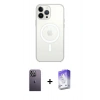 MARSİLYAN™- iPhone 13 Pro Max Kılıf Ahenk Yansıma Prime - Siyah Bilvis 5in1 3D Magic Cam Ekran Koruyucu + Neon Fosforlu Kamera Lens - BZ
