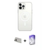 MARSİLYAN™- iPhone 13 Pro Max Kılıf Ahenk Yansıma Prime - Siyah Bilvis 5in1 3D Magic Cam Ekran Koruyucu + Rainbow Kamera Lens Koruma Cam - BZ