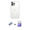 MARSİLYAN™- iPhone 13 Pro Max Kılıf Ahenk Yansıma Prime - Siyah Bilvis 5in1 5D Magic Hayalet Cam Ekran Koruyucu + Shine Kamera Lens Koruma Cam - PE
