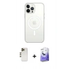 MARSİLYAN™- iPhone 13 Pro Max Kılıf Ahenk Yansıma Prime - Siyah Bilvis 5in1 5D Magic Hayalet Cam Ekran Koruyucu + Shine Kamera Lens - GD