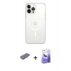 MARSİLYAN™- iPhone 13 Pro Max Kılıf Ahenk Yansıma Prime - Siyah Bilvis 5in1 5D Magic Hayalet Cam Ekran Koruyucu + Renkli Kamera Lens Koruma Cam - PE