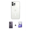 MARSİLYAN™- iPhone 13 Pro Max Kılıf Ahenk Yansıma Prime - Siyah Bilvis 5in1 5D Magic Hayalet Cam Ekran Koruyucu + Neon Fosforlu Kamera Lens - BZ
