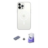 MARSİLYAN™- iPhone 13 Pro Max Kılıf Ahenk Yansıma Prime - Siyah Bilvis 5in1 5D Magic Hayalet Cam Ekran Koruyucu + Renkli Kamera Lens Koruma Cam - YL
