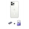 MARSİLYAN™- iPhone 13 Pro Max Kılıf Ahenk Yansıma Prime - Siyah Bilvis 5in1 5D Magic Hayalet Cam Ekran Koruyucu + Renkli Kamera Lens Koruma Cam - TU