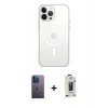 MARSİLYAN™- iPhone 13 Pro Max Kılıf Ahenk Yansıma Prime - Siyah Bilvis Hayalet Cam Ekran Koruyucu + Neon Fosforlu Kamera Lens - MI