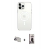 MARSİLYAN™- iPhone 13 Pro Max Kılıf Ahenk Yansıma Prime - Siyah Bilvis Hayalet Cam Ekran Koruyucu + Rainbow Kamera Lens Koruma Cam - MR