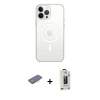 MARSİLYAN™- iPhone 13 Pro Max Kılıf Ahenk Yansıma Prime - Siyah Bilvis Hayalet Cam Ekran Koruyucu + Pembe Renkli Kamera Lens Koruma Cam