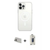 MARSİLYAN™- iPhone 13 Pro Max Kılıf Ahenk Yansıma Prime - Siyah Bilvis Hayalet Cam Ekran Koruyucu + Rainbow Kamera Lens Koruma Cam - BZ