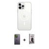 MARSİLYAN™- iPhone 13 Pro Max Kılıf Ahenk Yansıma Prime - Siyah Bilvis Hayalet Cam Ekran Koruyucu + Neon Fosforlu Kamera Lens - YL
